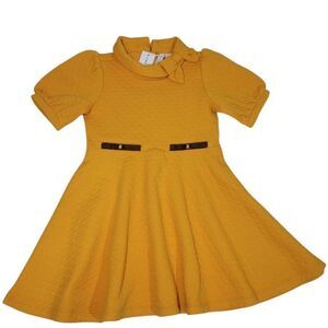 Janie and Jack Dress Girls Size 5 The West Side Quilted Mustard Yellow NEW